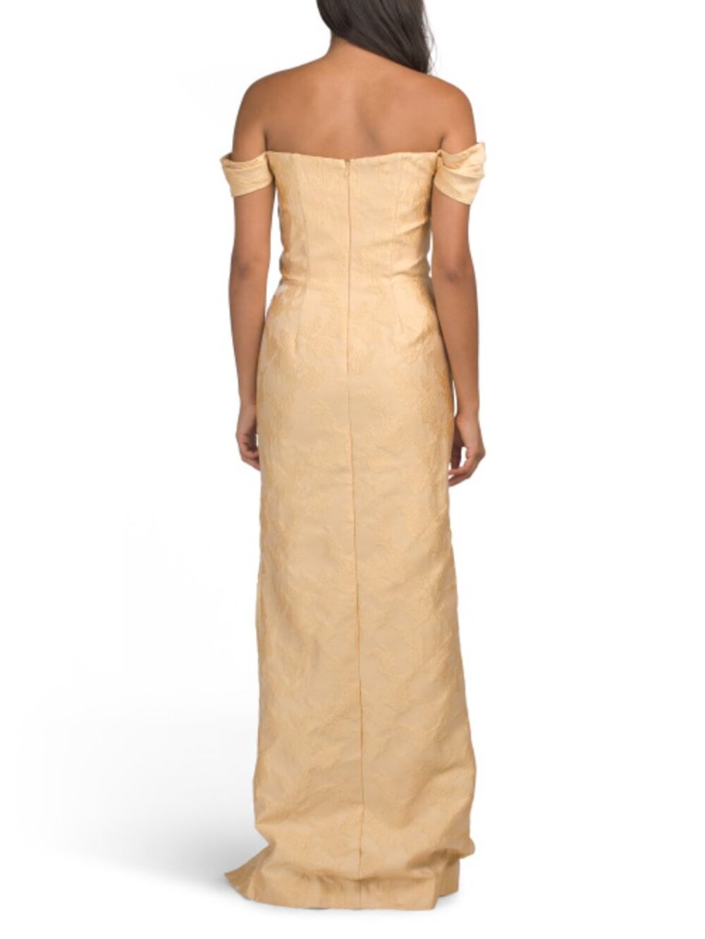 RENE BY RENE RUIZ Off The Shoulder Jacquard Gown With Slit - Picture 2 of 3